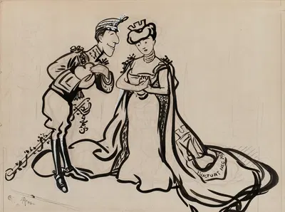 Alphonse XIII apporte son coeur à la ville de Paris by Кара́н д'Аш, 1858 - 1909 — digital art print download