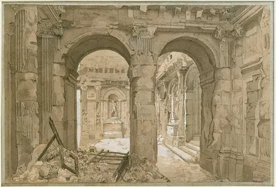 Ruines des Tuileries, le Portique. by Шарль-Жозеф Бовери, 1871 — digital art print download