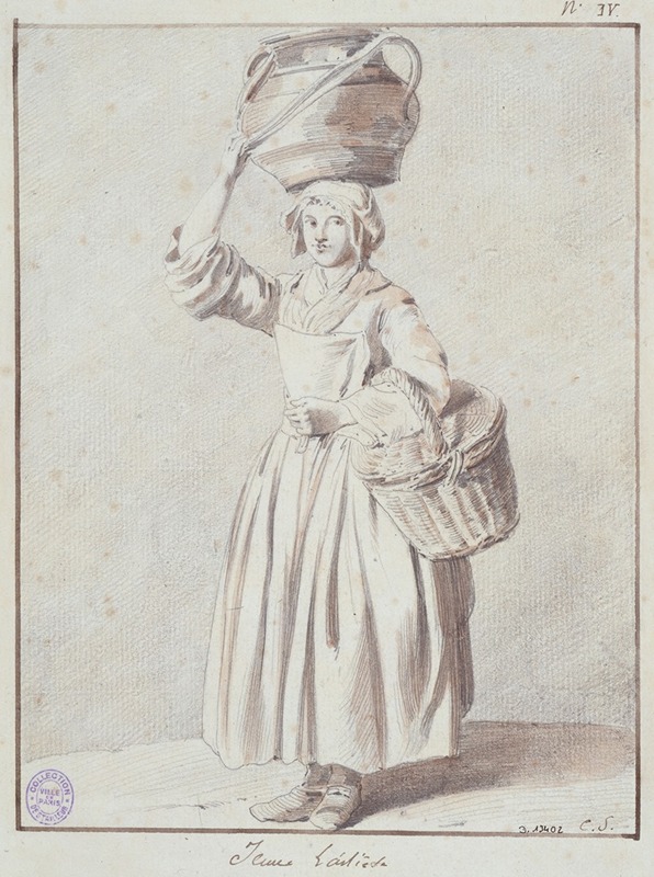 Une jeune laitière by Эдме Бушардон, 1698 - 1762 — digital art print download