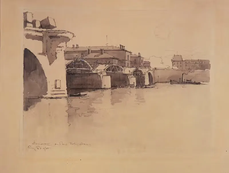 Снос моста Нотр-Дам by Эжен Бежо, 1867 - 1931 — digital art print download