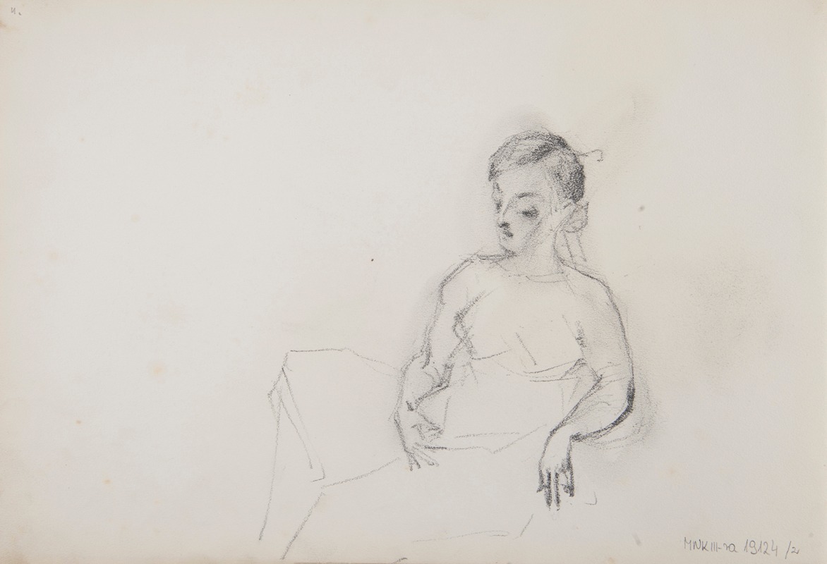 szkic siedzącego młodzieńca — Ferdynand Bryll
