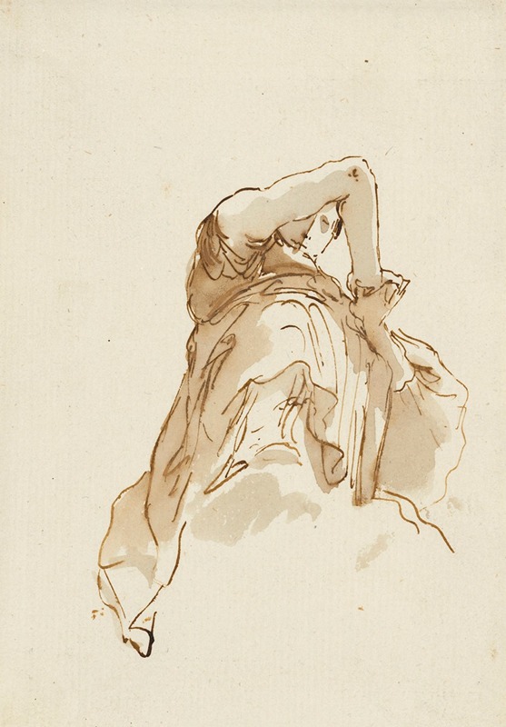 Study of a woman folding her hands, seen from below — Giovanni Battista Tiepolo