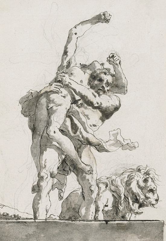 Hercules and Antaeus by Джованни Доменико Тьеполо — digital art print download