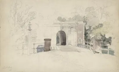 De Kennemer- of Nieuwpoort te Haarlem by Иоганнес Иосифус Дестре, 1837 - 1888 — digital art print download