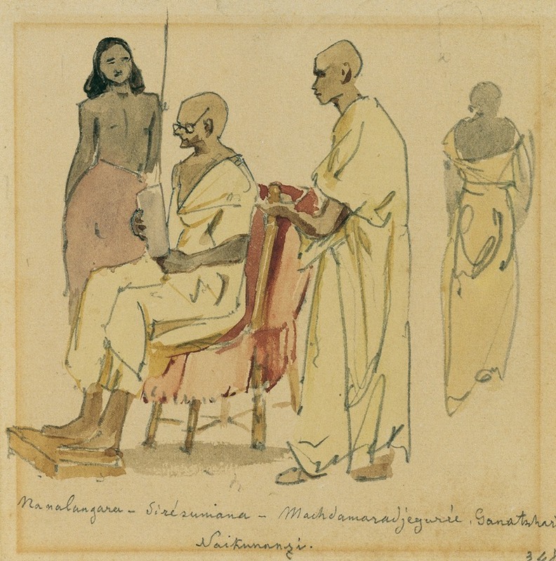 Buddhistischer Oberpriester mit Assistenz auf Ceylon by Иосиф Селлени, 1858 — digital art print download