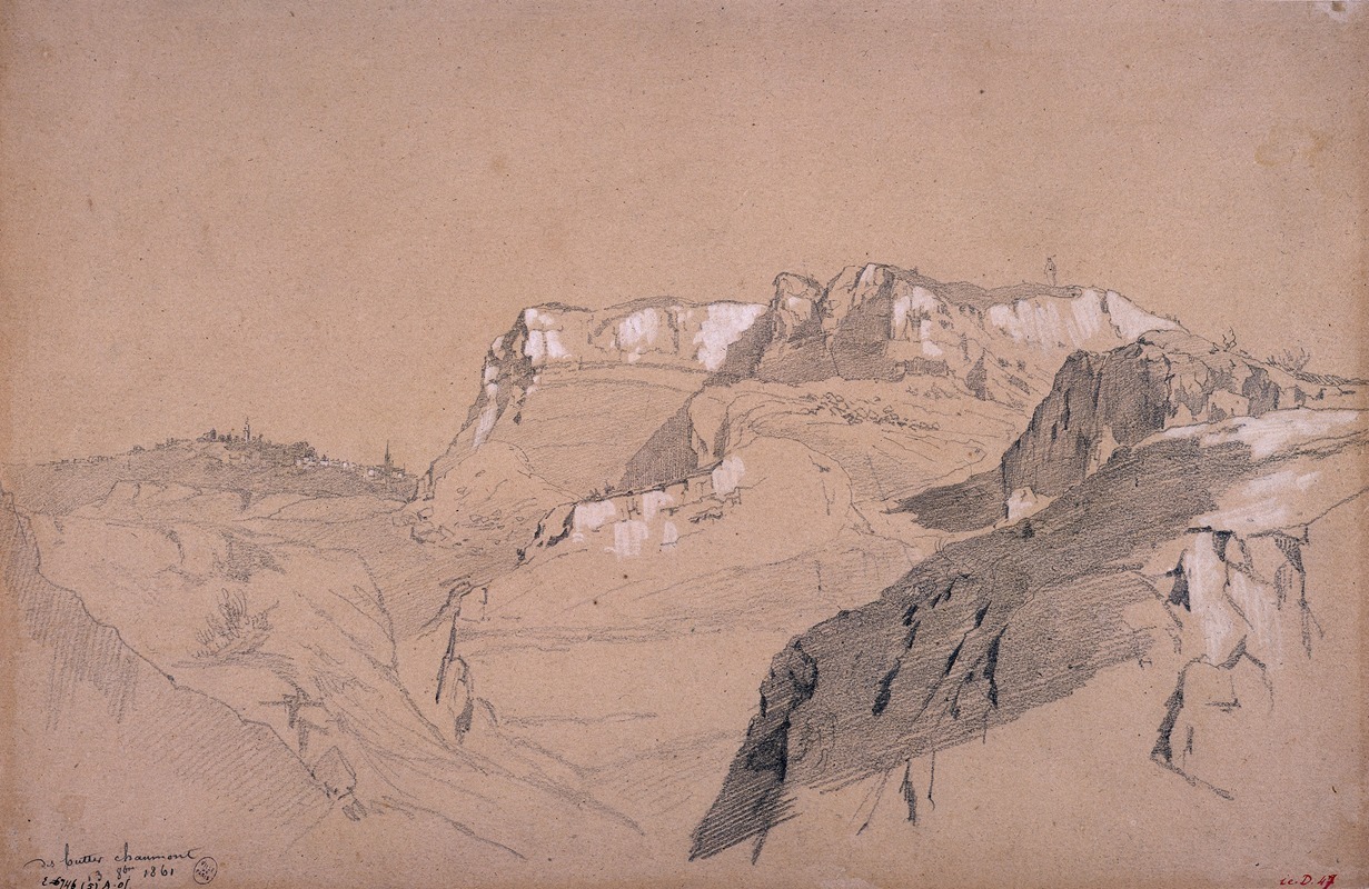 Les buttes Chaumont. by Jules Beldame, 1861 — digital art print download