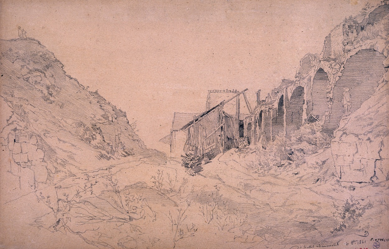 Les buttes Chaumont by Jules Beldame, 1861 — digital art print download