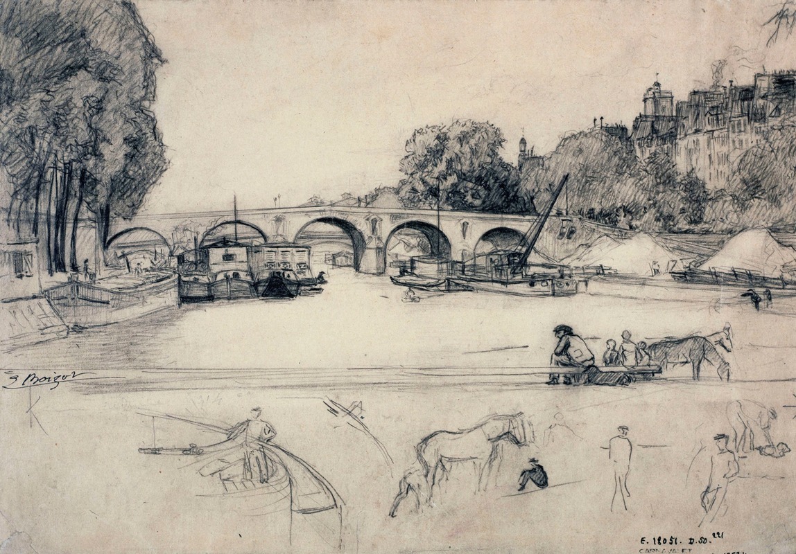 Le pont Marie by Louis-Simon Boizot, 1743 - 1809 — digital art print download