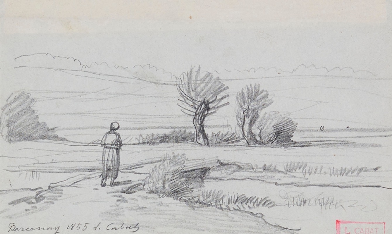 Paysage de Bercenay by Никола Луи Кабат, 1855 — digital art print download