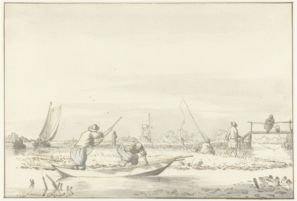 Polderlandschap met vissers — Pieter Coopse