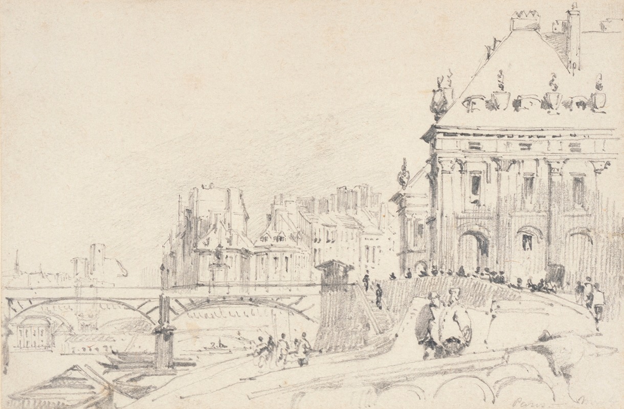 L'Institut et le pont des Arts by Ричард Паркс Бонингтон, 1806-1828 — digital art print download