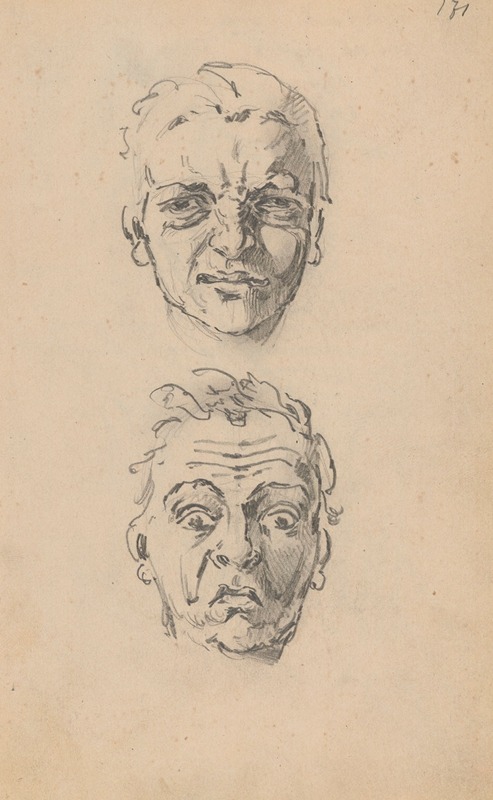 Studies of a man's head with different face expressions — Stanisław Wyspiański