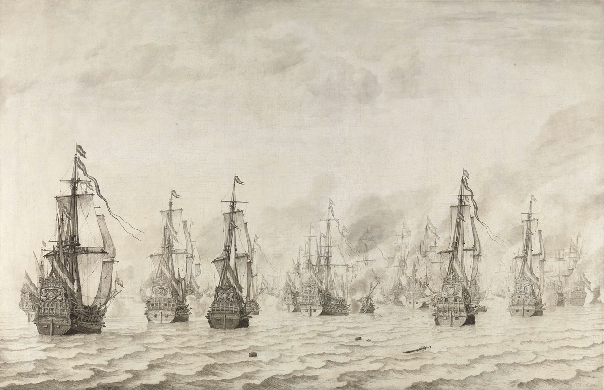 The Battle of Dunkirk by Виллем ван де Вельде Старший, 1659 — digital art print download
