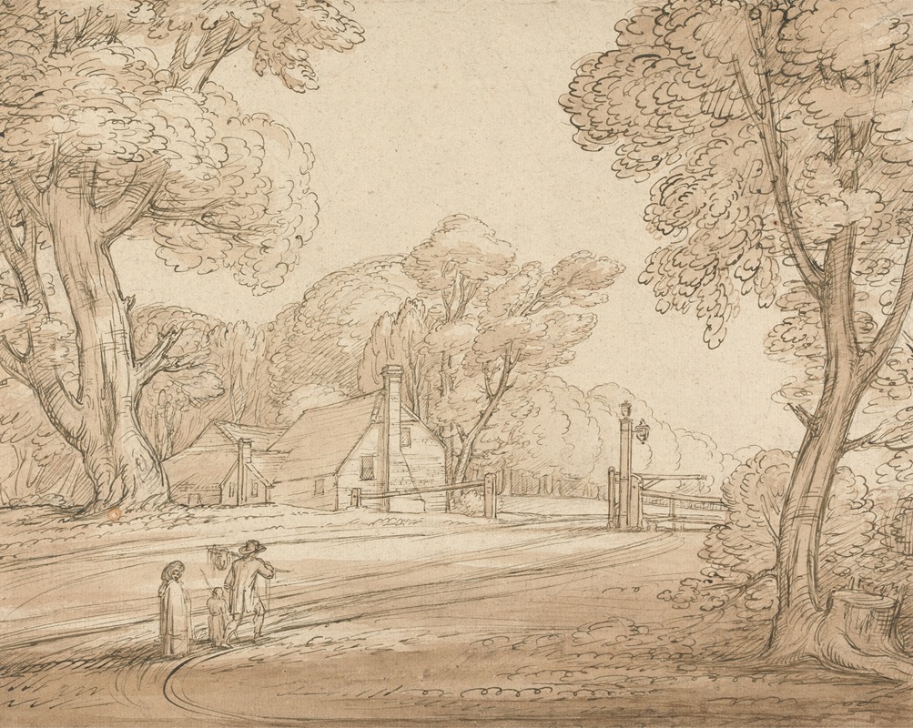 Road Scene in Windsor Forest by Бенджамин Уэст — digital art print download