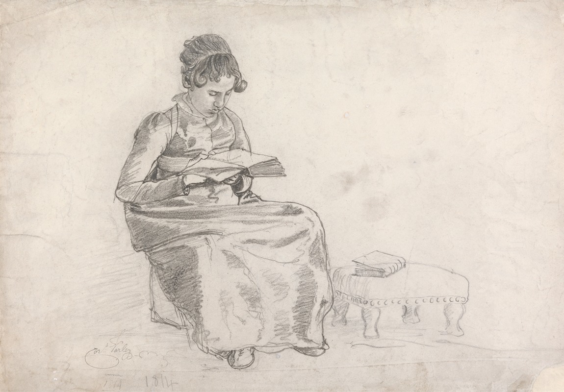 Girl Reading a Book by Корнелиус Варли, 1814 — digital art print download