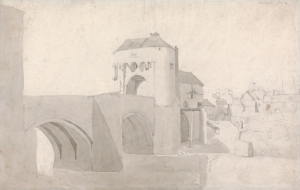Monnow Bridge, Monmouth, North Wales — Cornelius Varley