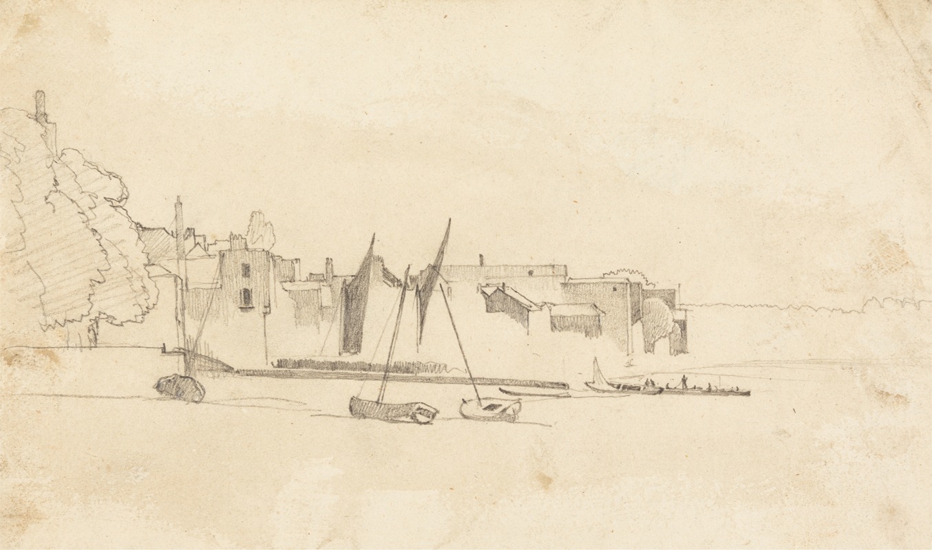 Small Boats in Harbor by Корнелиус Варли — digital art print download