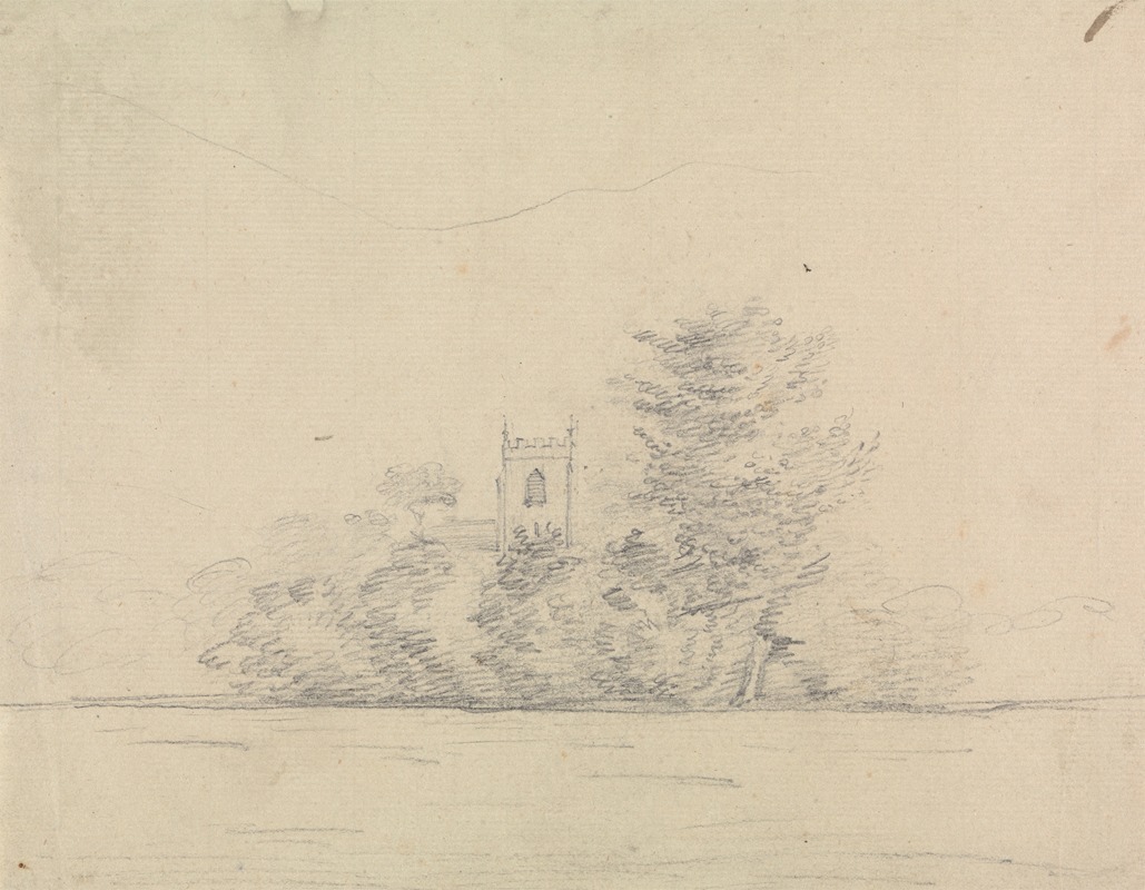 Landscape with Church by Эдвард Фрэнсис Берни — digital art print download