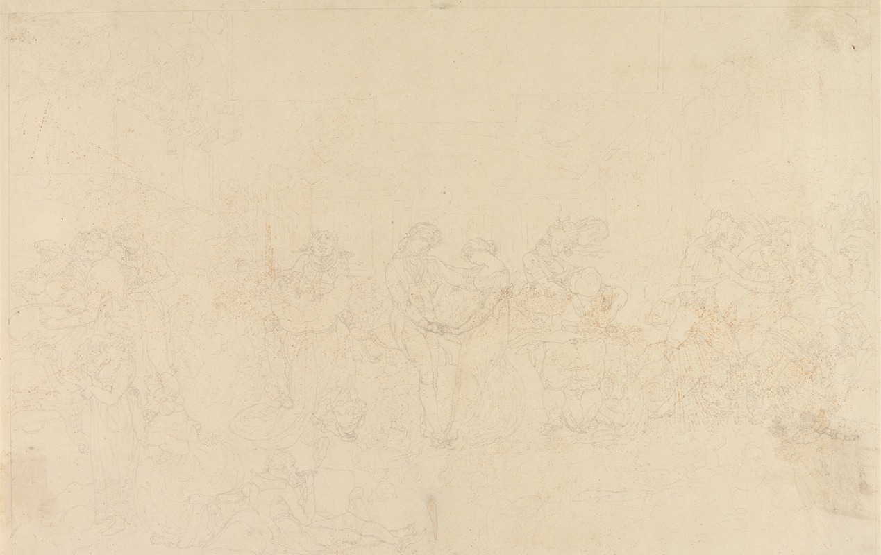 Preparatory drawing for The Waltz by Эдвард Фрэнсис Берни — digital art print download