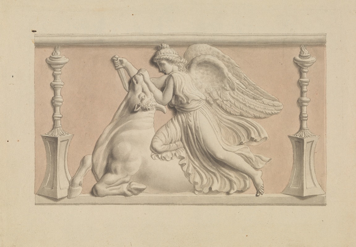 Winged Figure Slaying a Bull by Эдвард Фрэнсис Берни — digital art print download