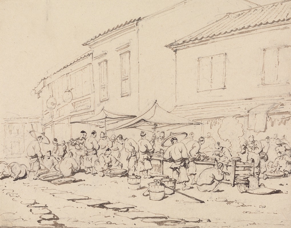A Market Place and Crowd by Джордж Чиннери — digital art print download