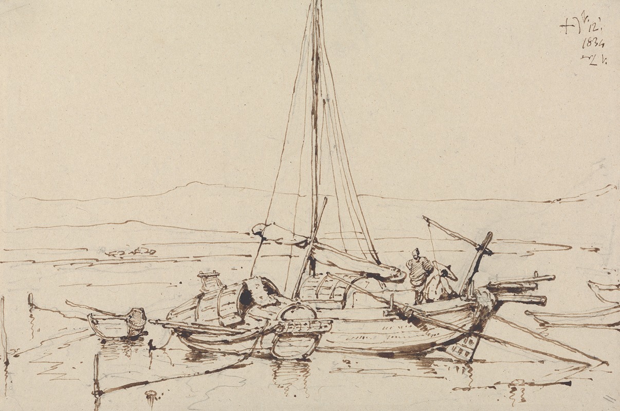 Chinese Boats by Джордж Чиннери, 1834 — digital art print download