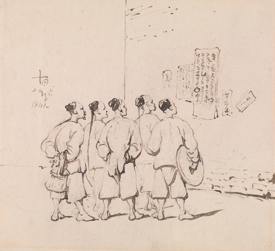 Chinese Coolies reading a Proclamation by Джордж Чиннери, 1841 — digital art print download