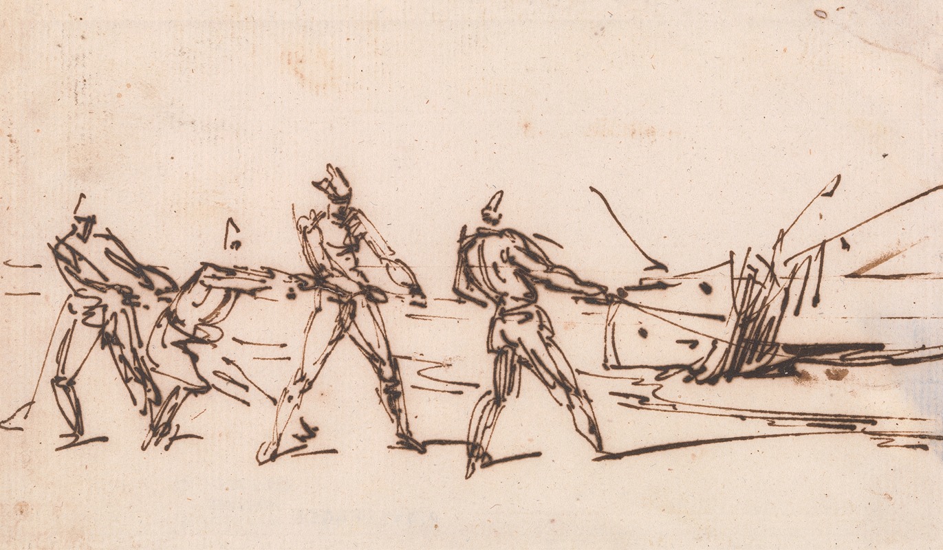 Natives Hauling a Boat by Джордж Чиннери — digital art print download