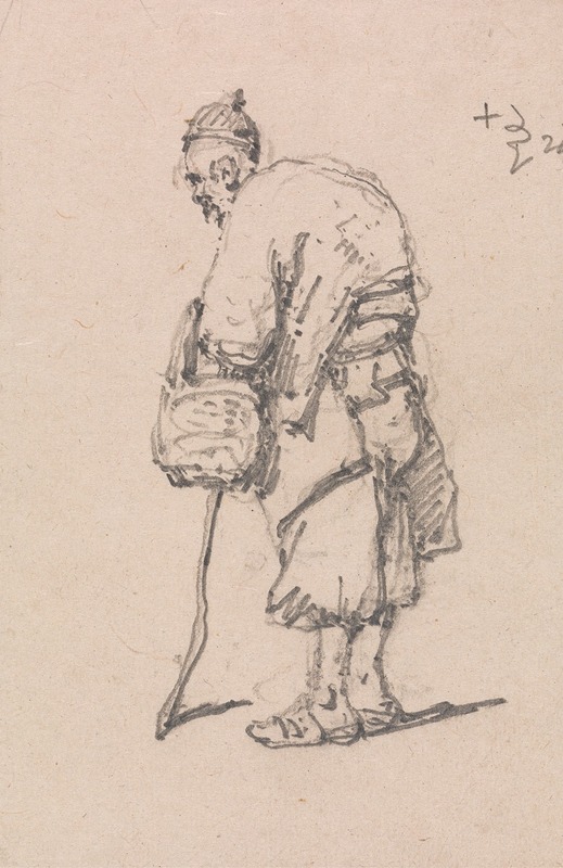 Old Man Leaning on a Stick by Джордж Чиннери — digital art print download