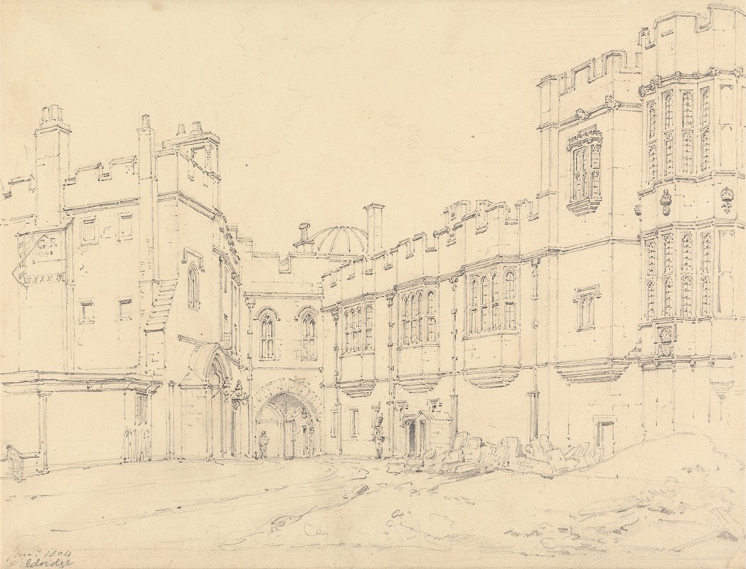 Queen Elizabeth's Gallery and Black Prince's Gate, Windsor — Henry Edridge