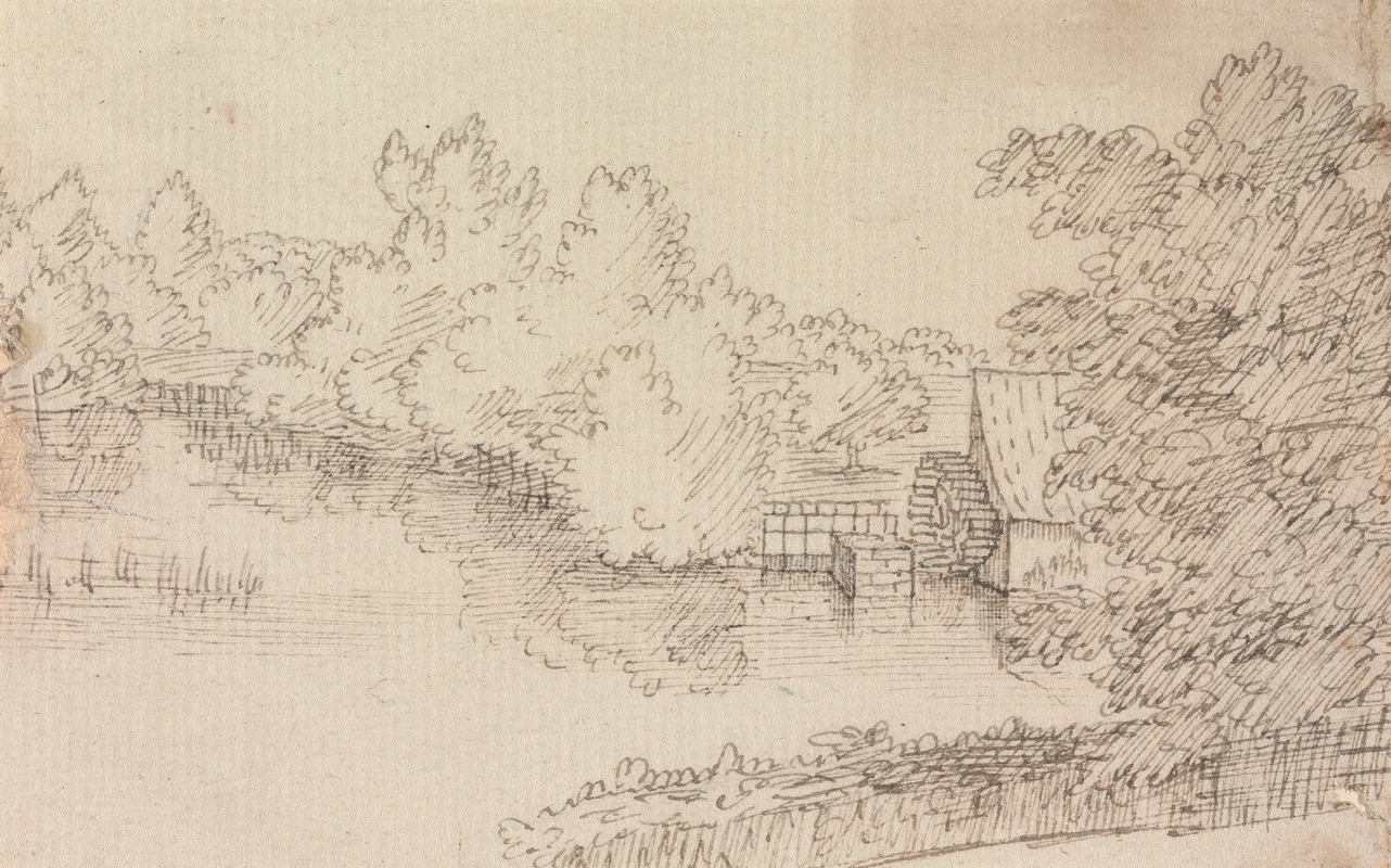 Landscape, with Watermill and River by Генри Свинберн — digital art print download