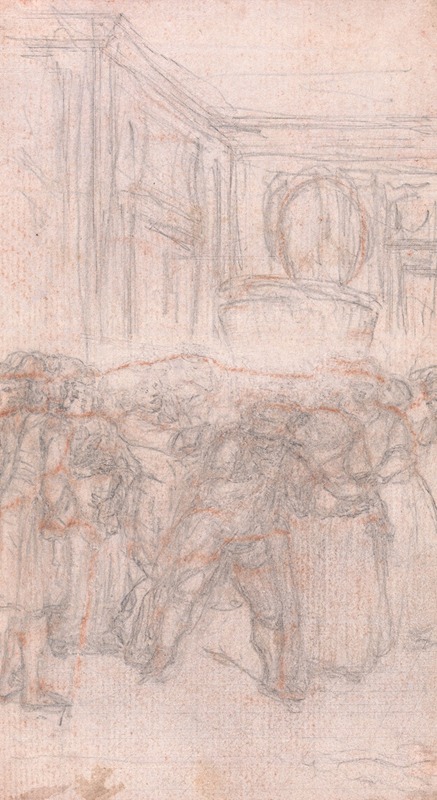 Design for an Engraving; Figures in an Interior by Юбер-Франсуа Гравло — digital art print download