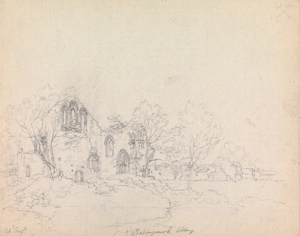 Basingwerk Abbey, Wales by James Moore, 1791 — digital art print download