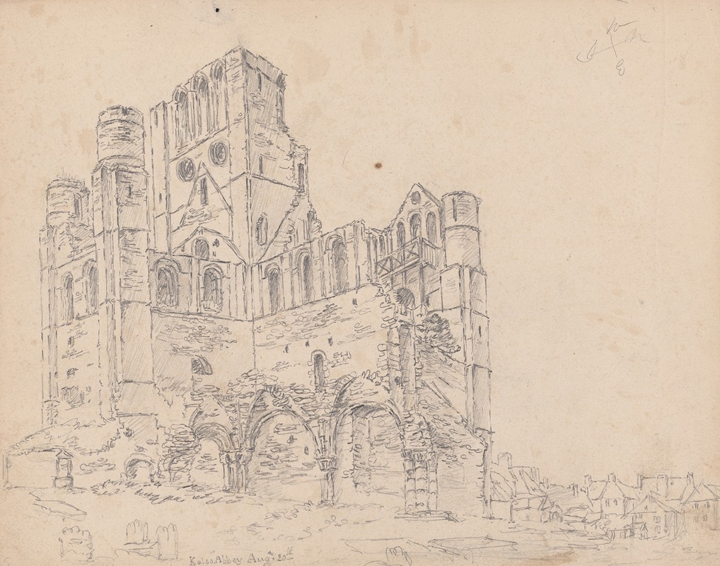 Kelso Abbey, Scotland by Джеймс Мур, 1792 — digital art print download