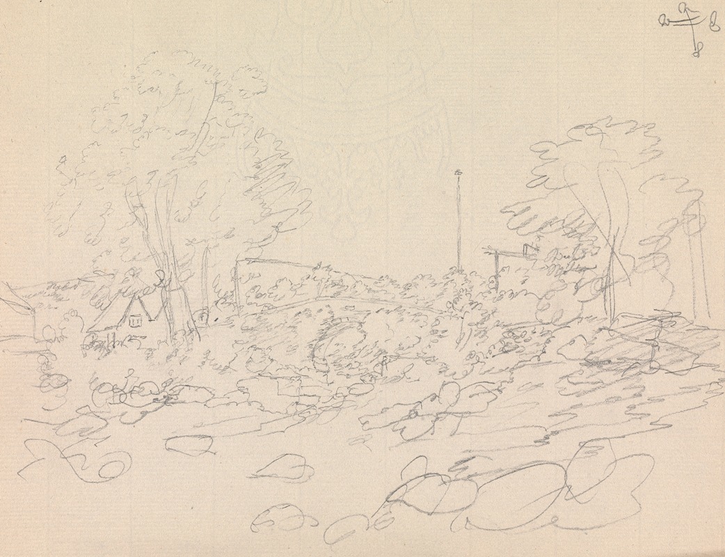 Landscape with a Large Tree, Shading a Cottage by Джеймс Мур, 1791 — digital art print download