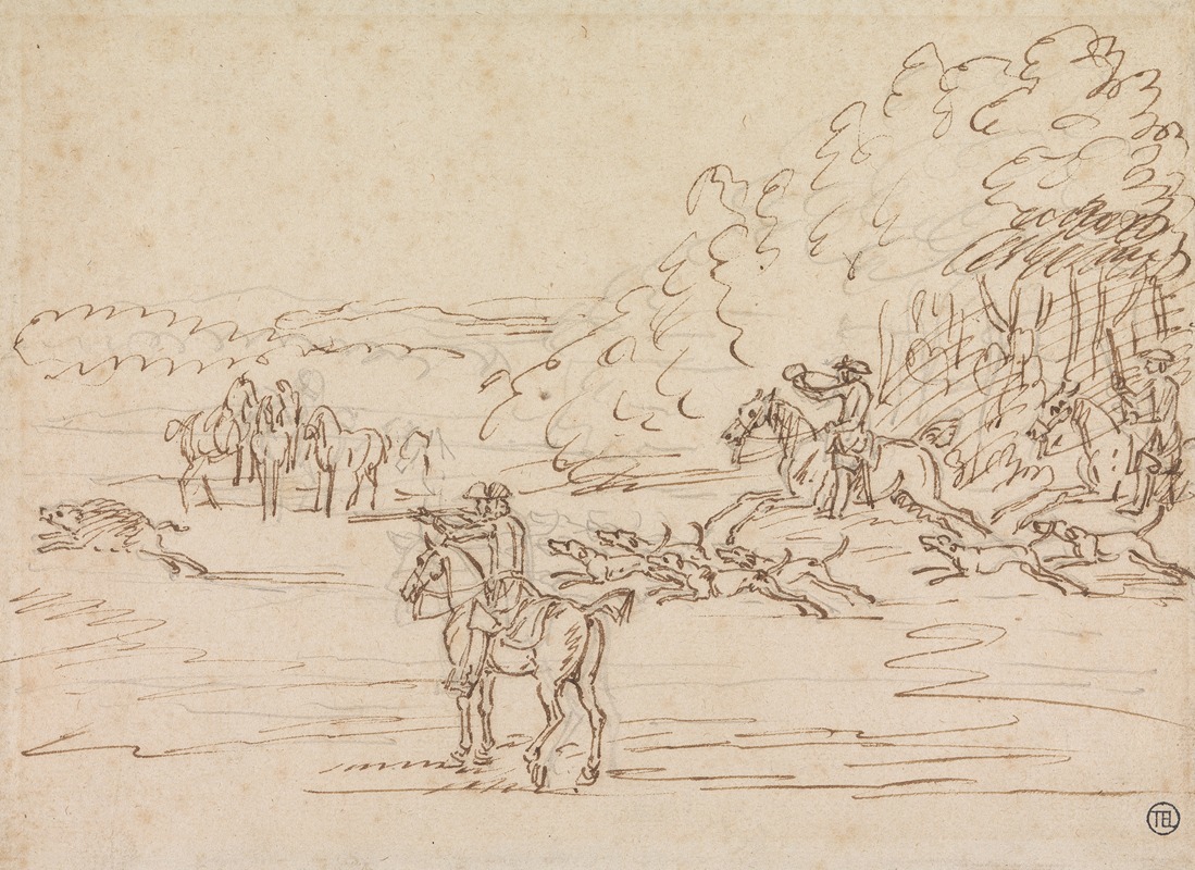 A Boar Hunt by Джеймс Сеймур — digital art print download
