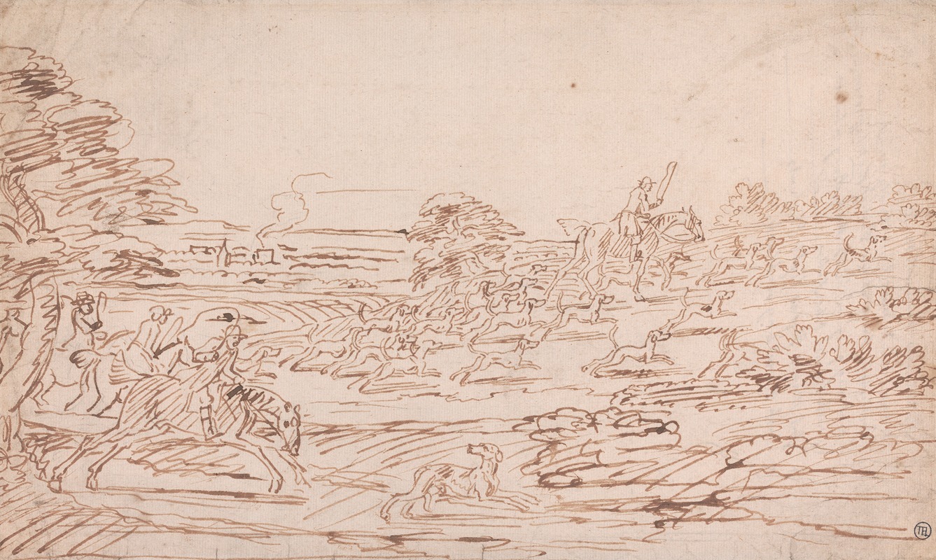 Riders and Hounds in an Open Landscape — James Seymour