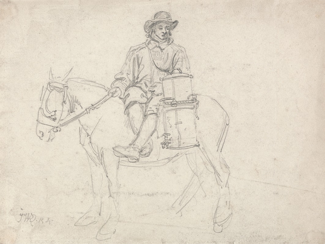 A Farmhand Riding Side-saddle, Carrying an Urn — James Ward