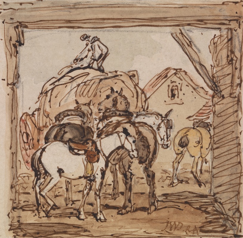 Farmyard and Horses by Джеймс Уорд — digital art print download