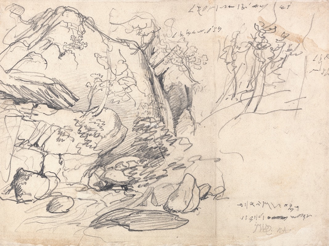 Study of a Mountain with Trees by Джеймс Уорд — digital art print download