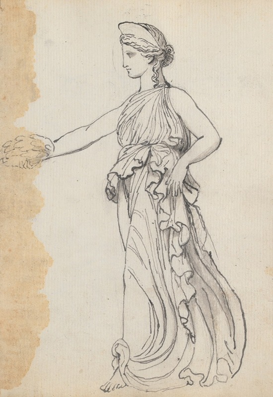 Female Victory Figure Striding forward Holding a Wreath — John Flaxman