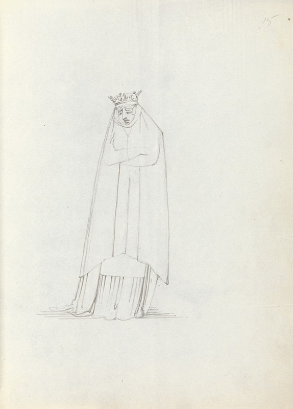 Mrs. Siddons frontal full body with head looking down, with arms folded — John Flaxman