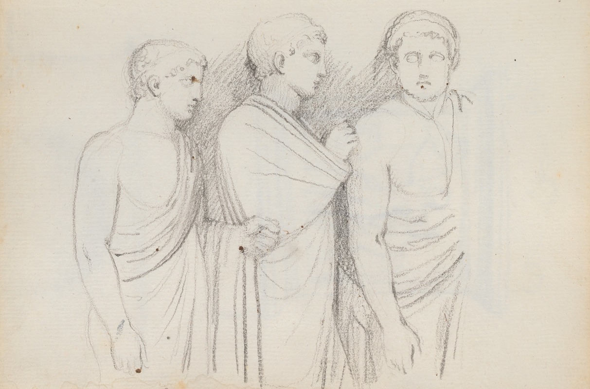Three Male Figures, Three-quarter Length by Джон Флаксмен, 1787 — digital art print download
