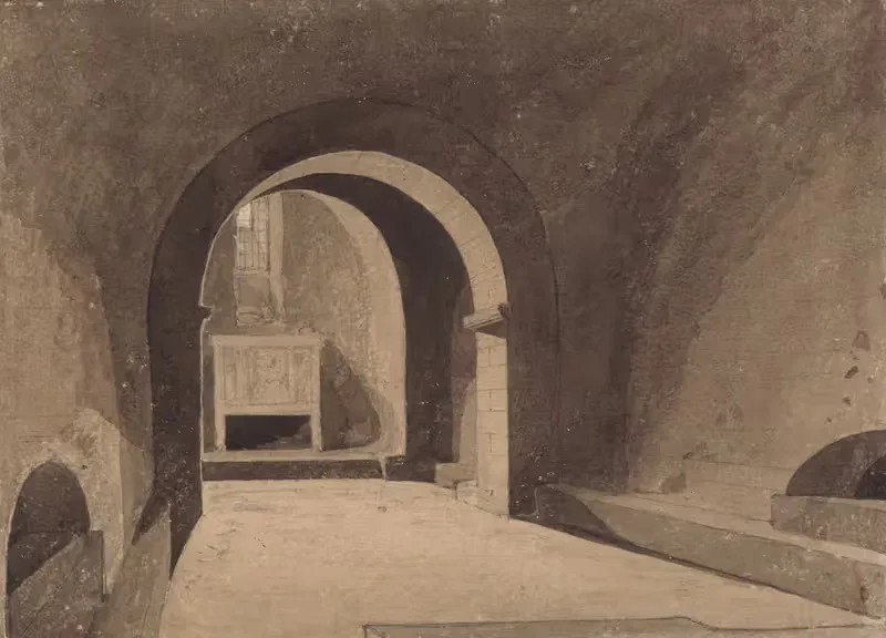 Crypt of Saint Gervaise, Rouen, Normandy — John Sell Cotman