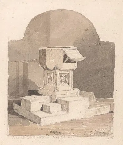 Font at Dersingham Church, Norfolk by Джон Селл Котман, 1815 — digital art print download