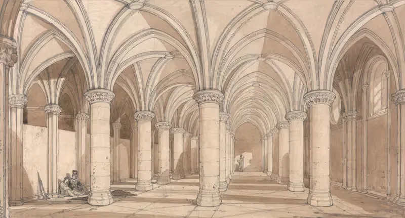 The Barons' Hall, Mont Saint Michel — John Sell Cotman