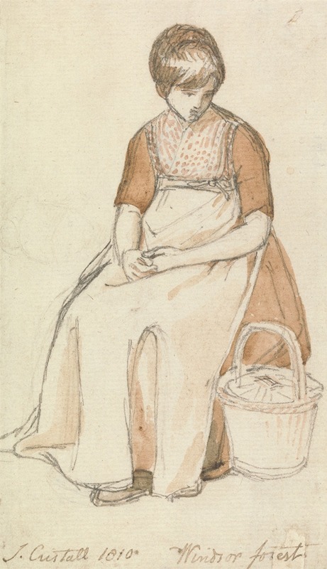 Seated Girl with a Basket — Joshua Cristall