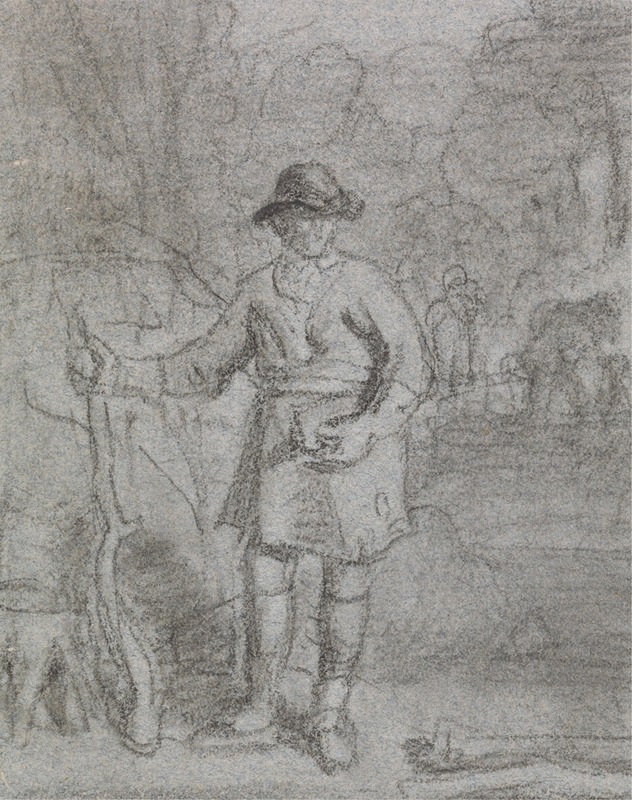 Study of a Man Holding a Stick by Джошуа Кристалл — digital art print download