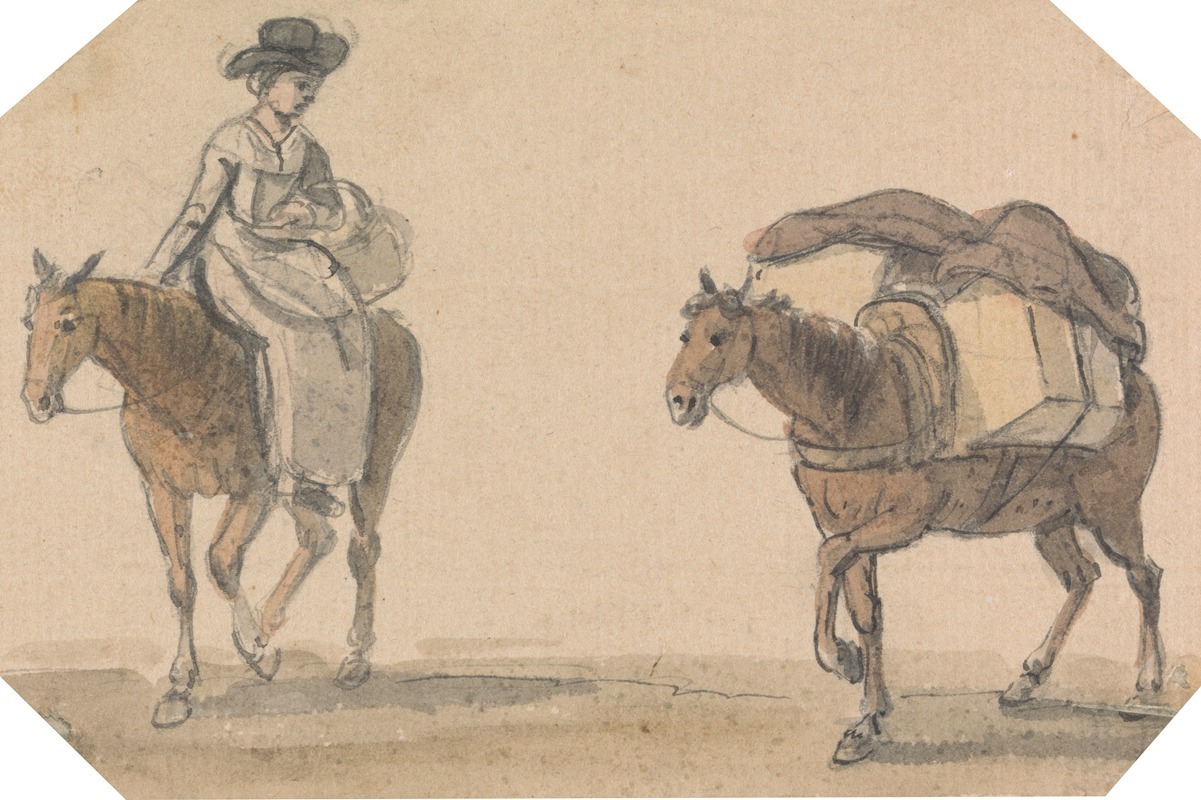 Girl with Packhorse by Пол Сэндби — digital art print download