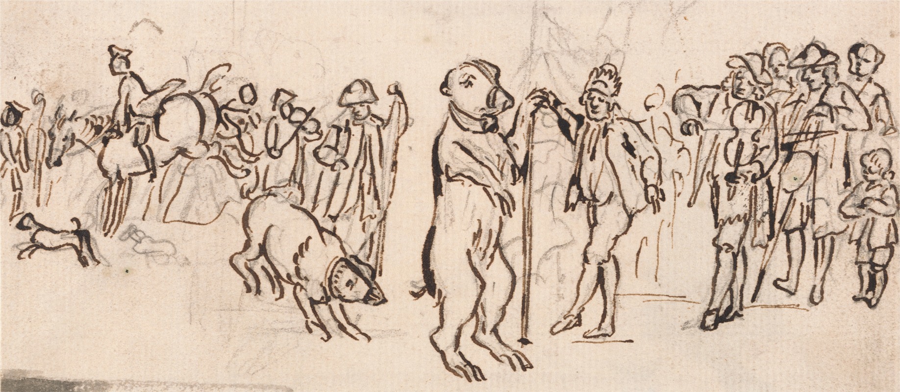 Musicians and a Performing Bear by Пол Сэндби — digital art print download
